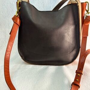 Madewell Black and Tan Leather Crossbody Bag